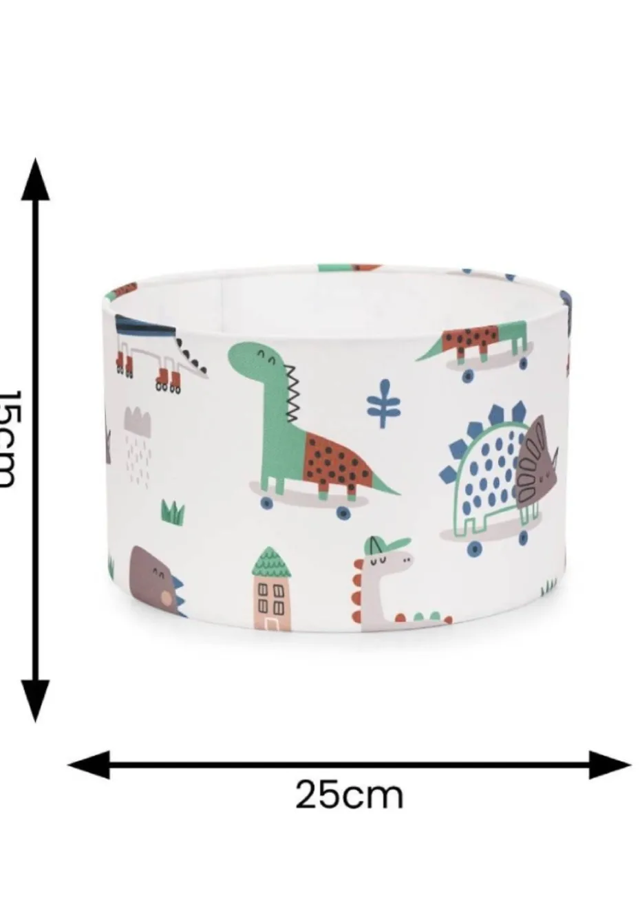 ValueLights Dino Shade Multicolour Drum Ceiling Pendant Lampshade (15cm x 25cm x 25cm)