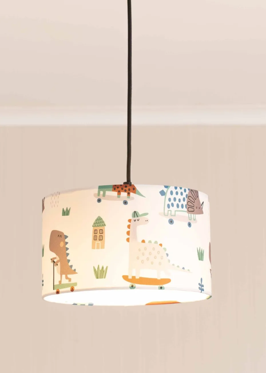 ValueLights Dino Shade Multicolour Drum Ceiling Pendant Lampshade (15cm x 25cm x 25cm)