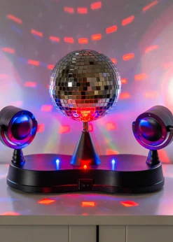 ValueLights Dolly Disco Ball Rotating RGB LED SpotLight Table Lamp (23.5cm x 15cm x 27cm)