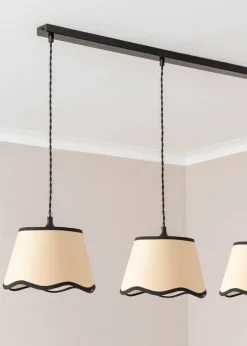 ValueLights Dutton Black Trim Scallop 3 Drop Bar Matte Black Diner Ceiling Pendant Light