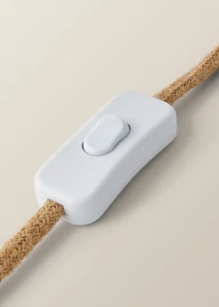 ValueLights Eloise Natural Linen Drum Shade Clear Glass Teardrop Table Lamp