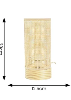 ValueLights Elsa Oak Effect Table Lamp with Small Drum Shade