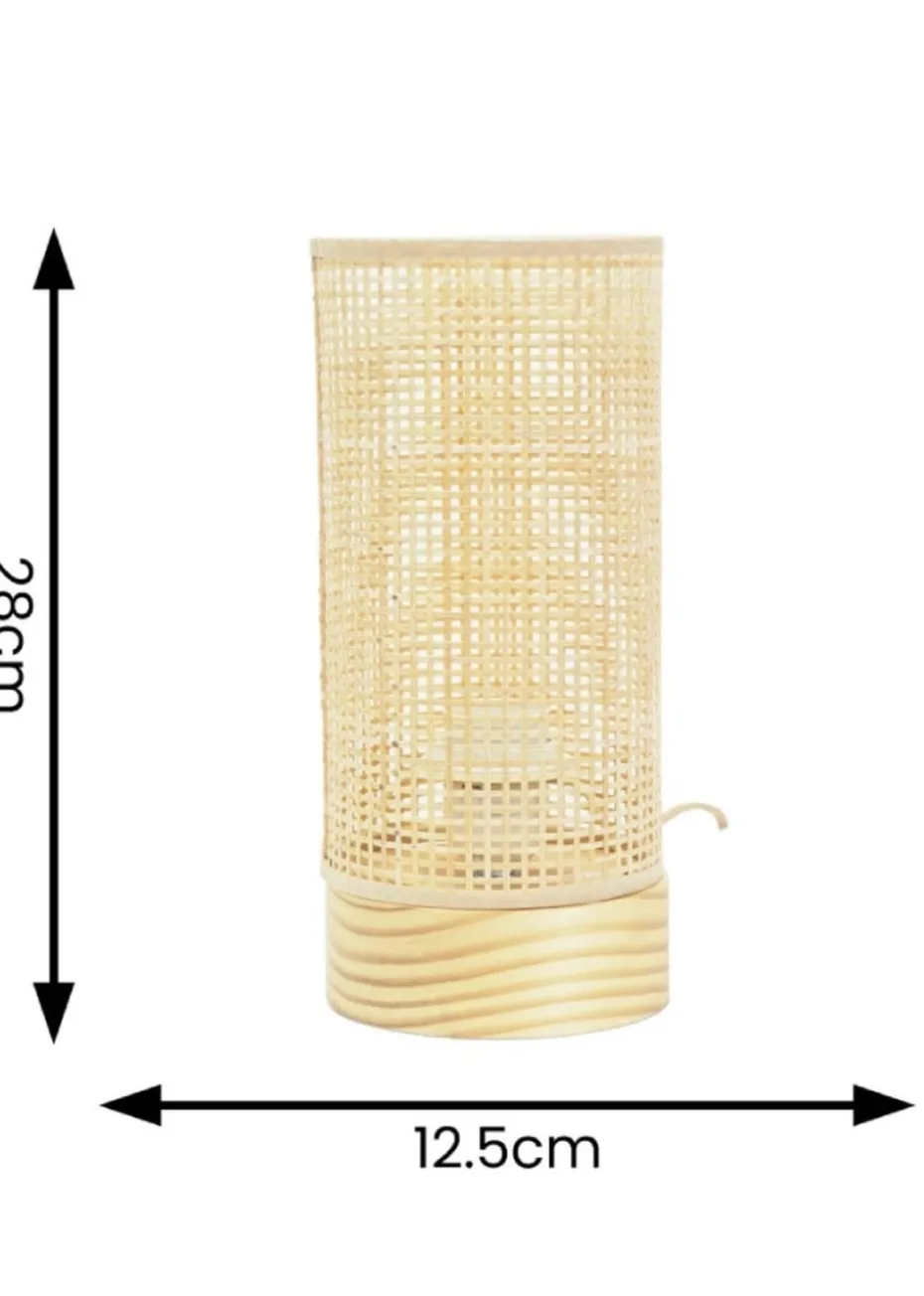 ValueLights Elsa Oak Effect Table Lamp with Small Drum Shade