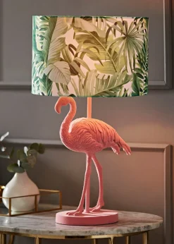 ValueLights Flo Pink Velvet Flamingo Table Lamp (53cm x 30cm x 30cm)