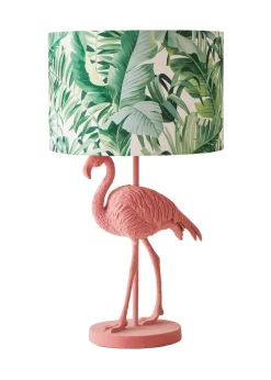 ValueLights Flo Pink Velvet Flamingo Table Lamp (53cm x 30cm x 30cm)