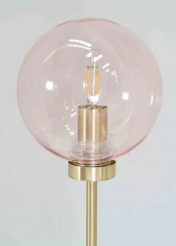 ValueLights Frenchie Gold Table Lamp with Pink Globe Shade (41cm x 15cm x 15cm)