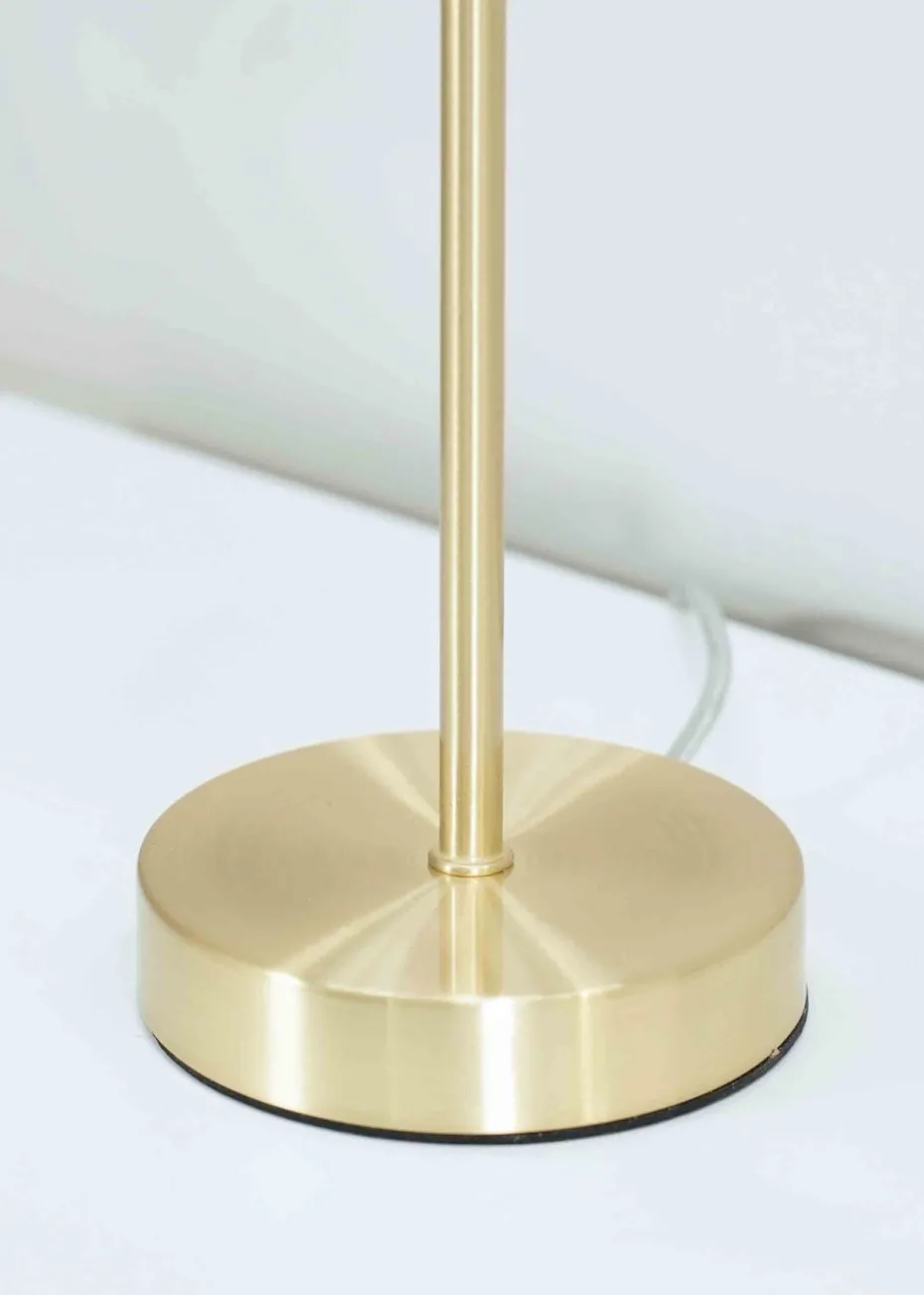 ValueLights Frenchie Gold Table Lamp with Pink Globe Shade (41cm x 15cm x 15cm)