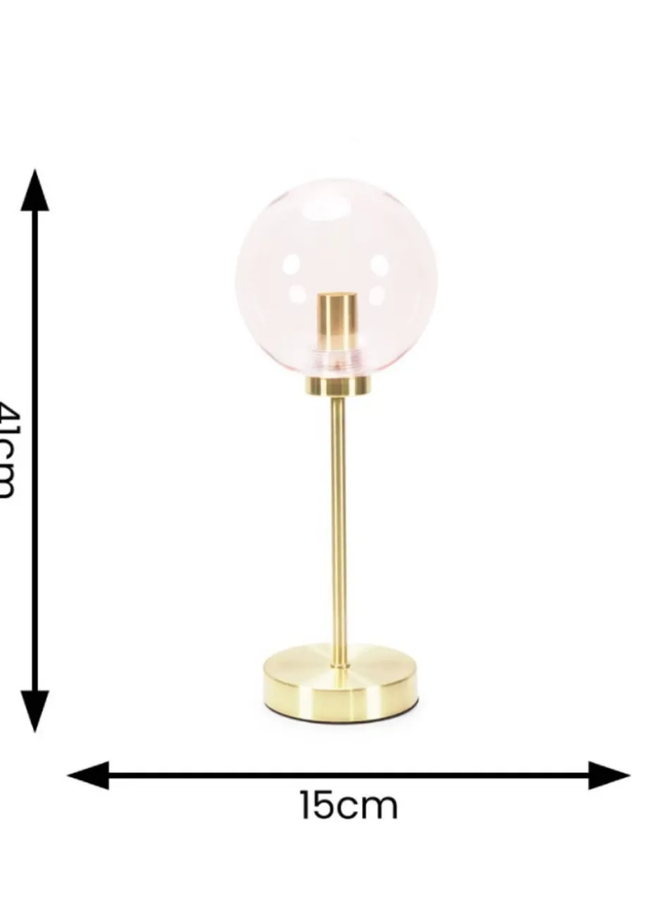ValueLights Frenchie Gold Table Lamp with Pink Globe Shade (41cm x 15cm x 15cm)