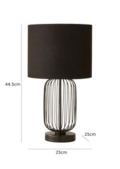 ValueLights Gabbia Black Metal Table Lamp (44.5cm x 25cm x 25cm)