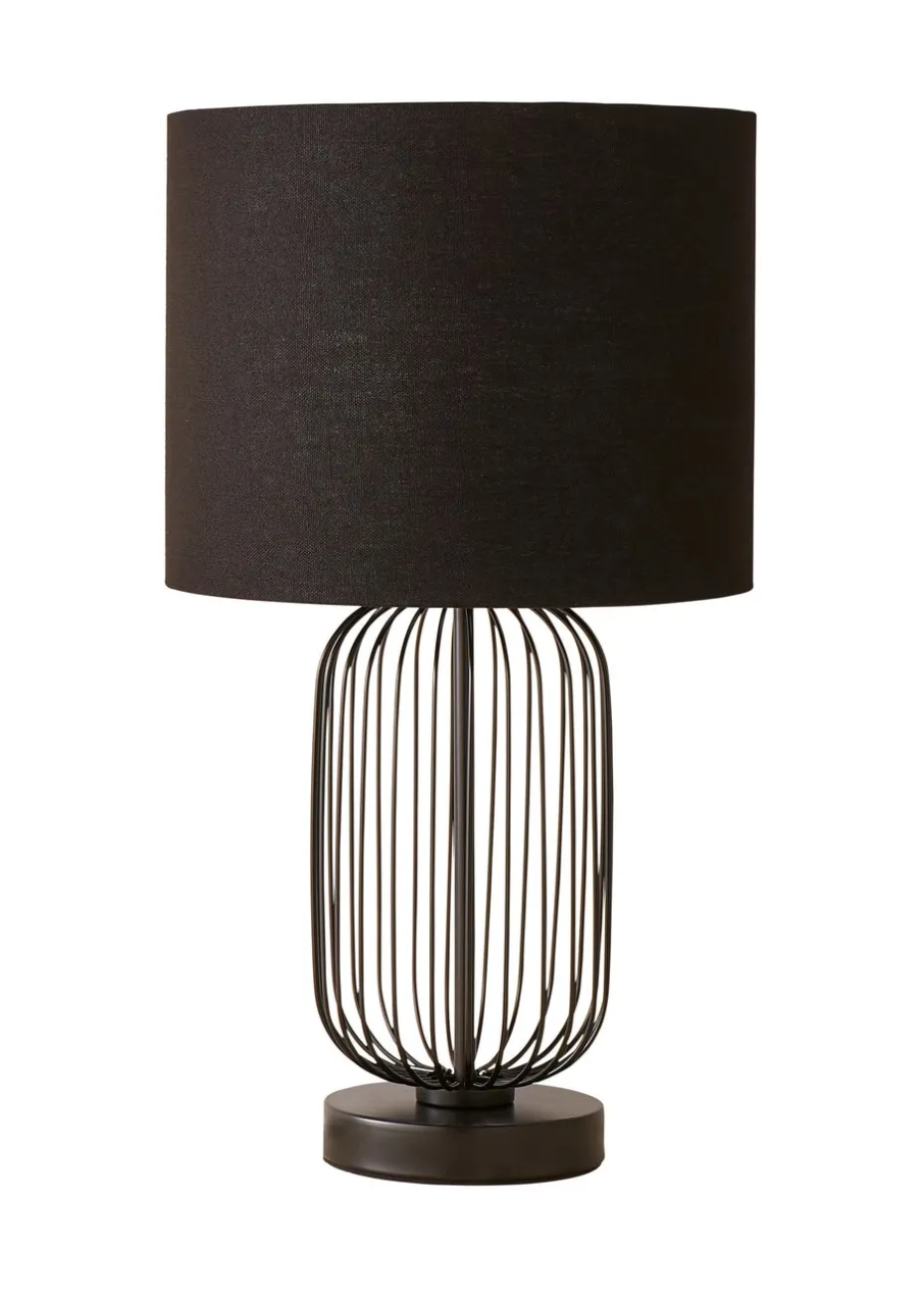 ValueLights Gabbia Black Metal Table Lamp (44.5cm x 25cm x 25cm)
