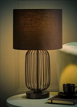 ValueLights Gabbia Black Metal Table Lamp (44.5cm x 25cm x 25cm)