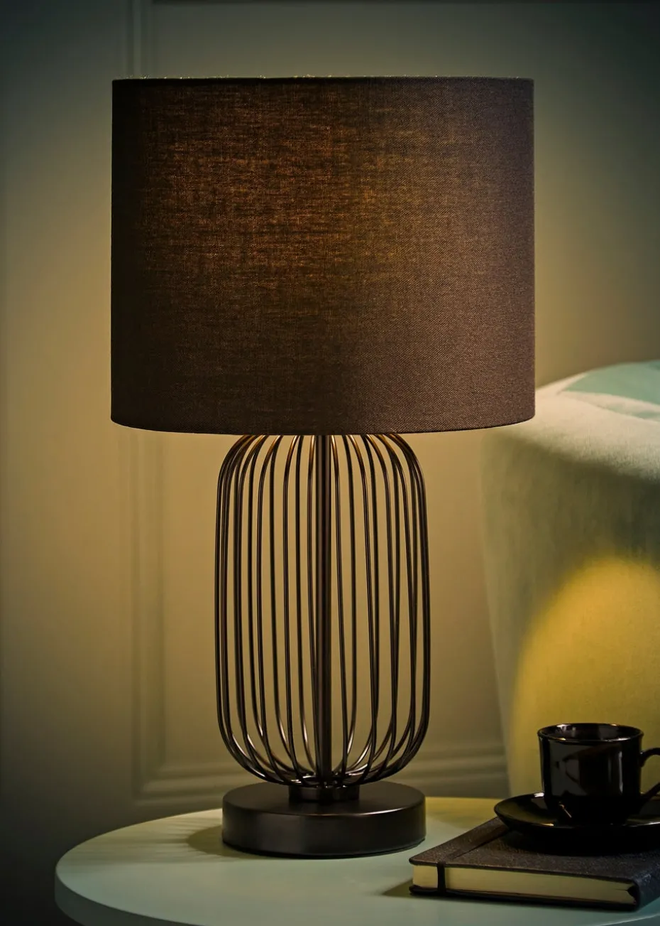 ValueLights Gabbia Black Metal Table Lamp (44.5cm x 25cm x 25cm)