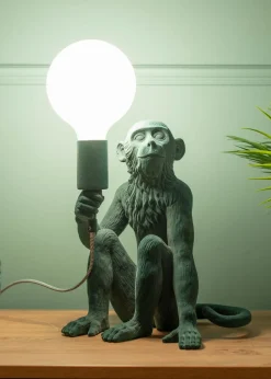 ValueLights George Green Velvet Monkey Table Lamp
