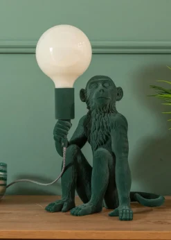 ValueLights George Green Velvet Monkey Table Lamp