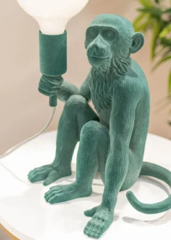 ValueLights George Green Velvet Monkey Table Lamp