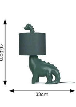 ValueLights Green Dinosaur Table Lamp (46.5cm x 33cm x 21.5cm)