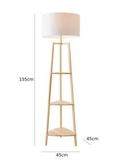 ValueLights Hiru Natural Wood 3 Tier Shelf Floor Lamp (25cm x 47cm x 47.5cm)