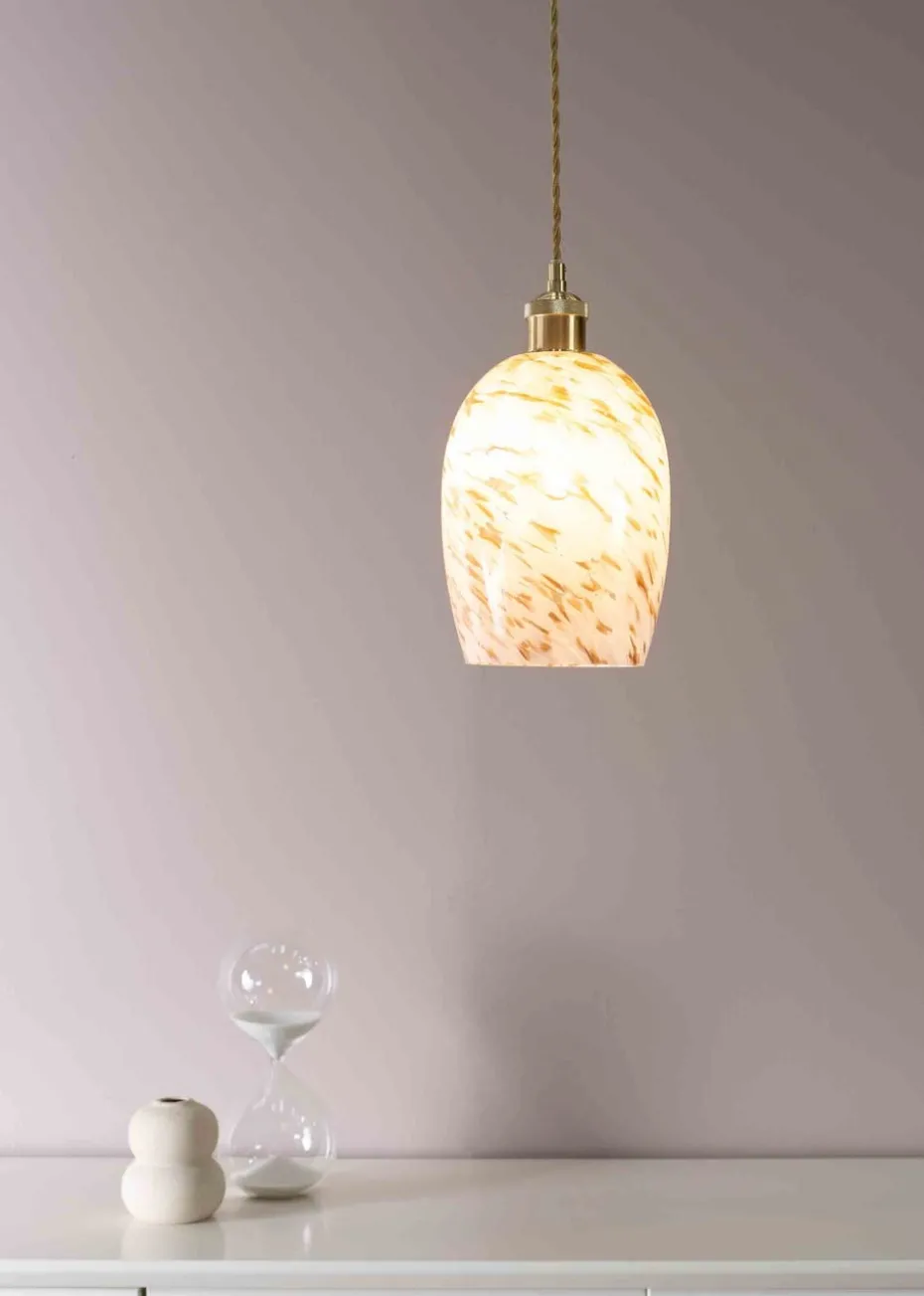 ValueLights India Glass Marble Effect White Dome Ceiling Pendant Shade