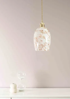 ValueLights India Glass Marble Effect White Dome Ceiling Pendant Shade
