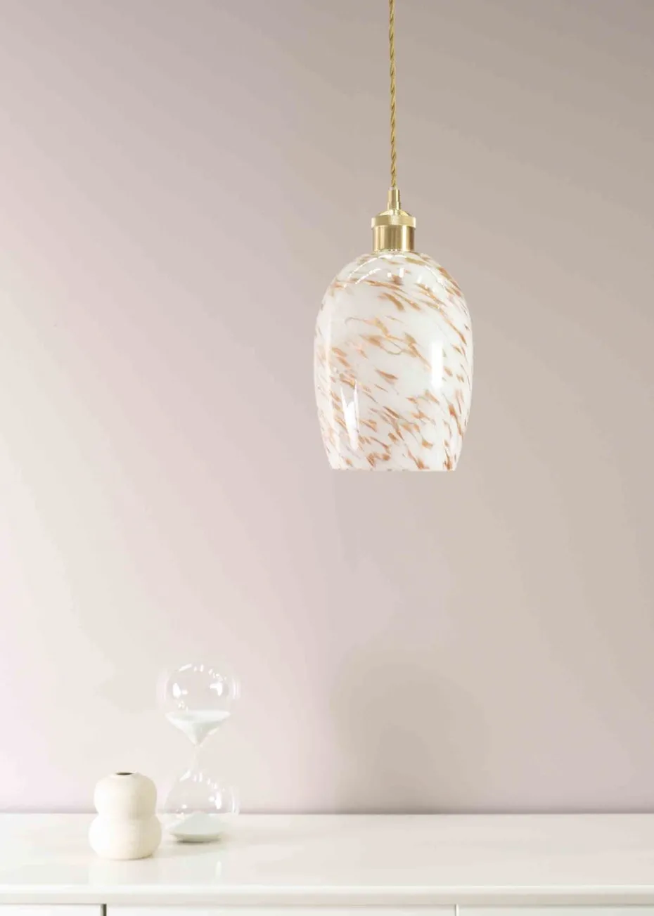 ValueLights India Glass Marble Effect White Dome Ceiling Pendant Shade