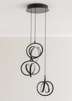 ValueLights Infinity Matte Black Loop Twirl 3 Way Cluster Drop LED Ceiling Pendant Light