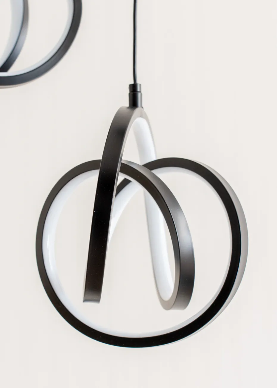 ValueLights Infinity Matte Black Loop Twirl 3 Way Cluster Drop LED Ceiling Pendant Light