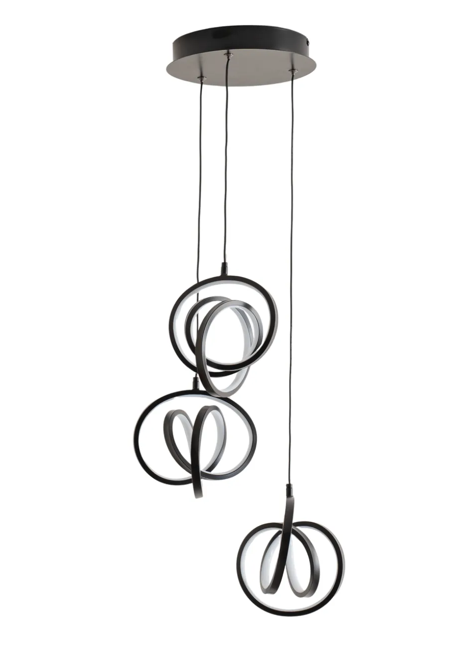 ValueLights Infinity Matte Black Loop Twirl 3 Way Cluster Drop LED Ceiling Pendant Light