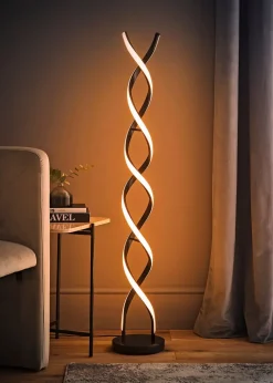 ValueLights Infinity Matt Black Double Twist Integrated LED Floor Lamp (120cm x 20cm x 20cm)