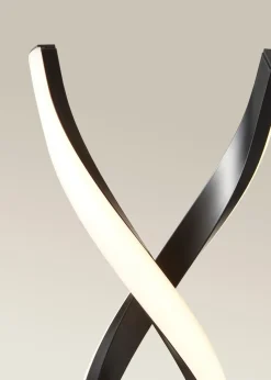 ValueLights Infinity Matt Black Double Twist Integrated LED Floor Lamp (120cm x 20cm x 20cm)