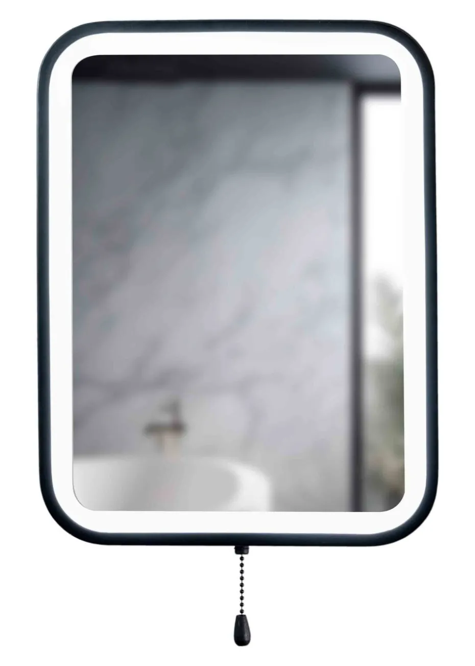 ValueLights IP44 Bathroom Mirror Matte Black Illuminated Integrated LED (40cm x 30.5cm x 3cm)