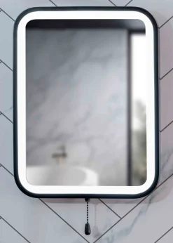 ValueLights IP44 Bathroom Mirror Matte Black Illuminated Integrated LED (40cm x 30.5cm x 3cm)