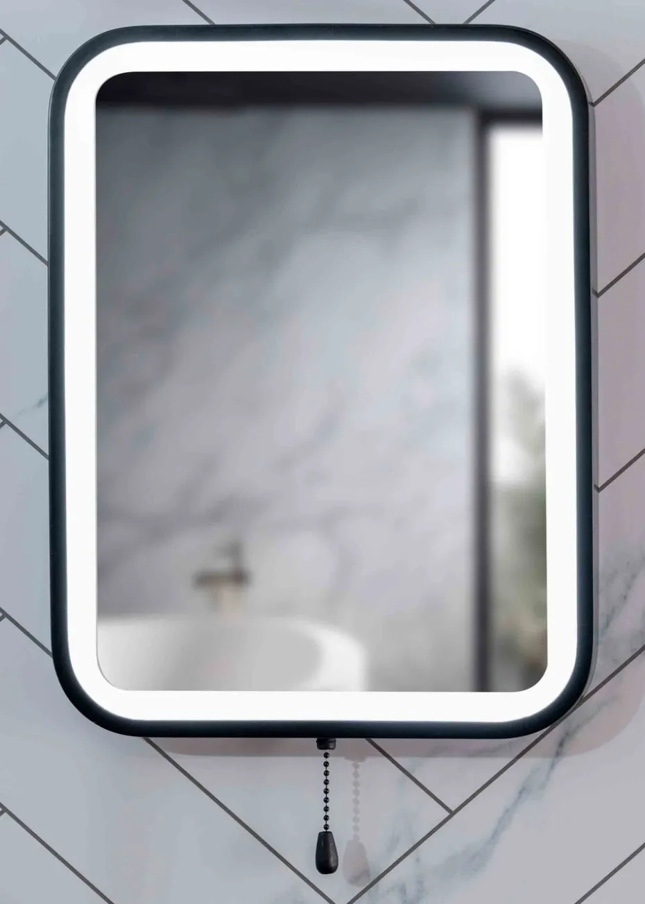 ValueLights IP44 Bathroom Mirror Matte Black Illuminated Integrated LED (40cm x 30.5cm x 3cm)