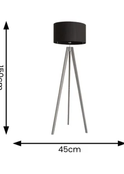 ValueLights Jackson Painted Grey Floor Lamp with Large Drum Shade