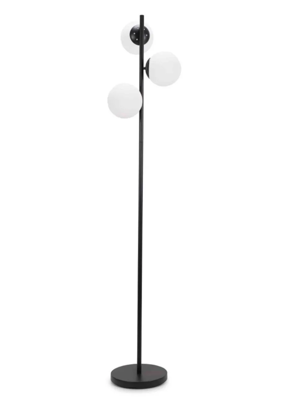 ValueLights Jas Black Floor Lamp with White Globe Shade (159cm x 35cm x 25cm)
