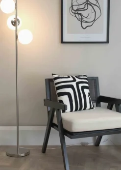 ValueLights Jas  Silver Floor Lamp with White Globe Shade (159cm x 31cm x 31cm)