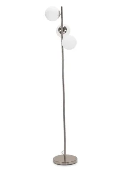 ValueLights Jas  Silver Floor Lamp with White Globe Shade (159cm x 31cm x 31cm)