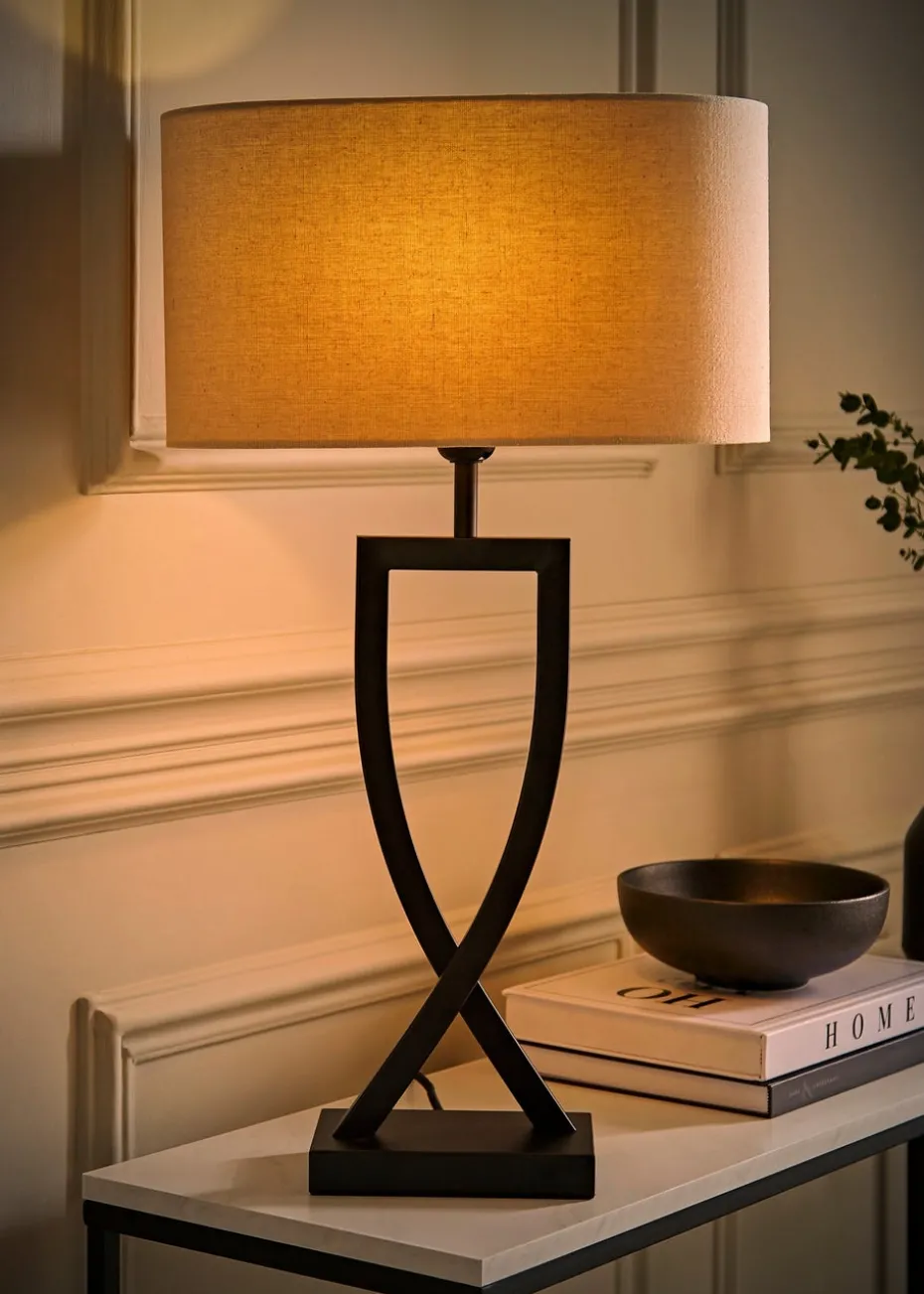 ValueLights Katniss Black Metal Table Lamp (63cm x 21.5cm x 36cm)