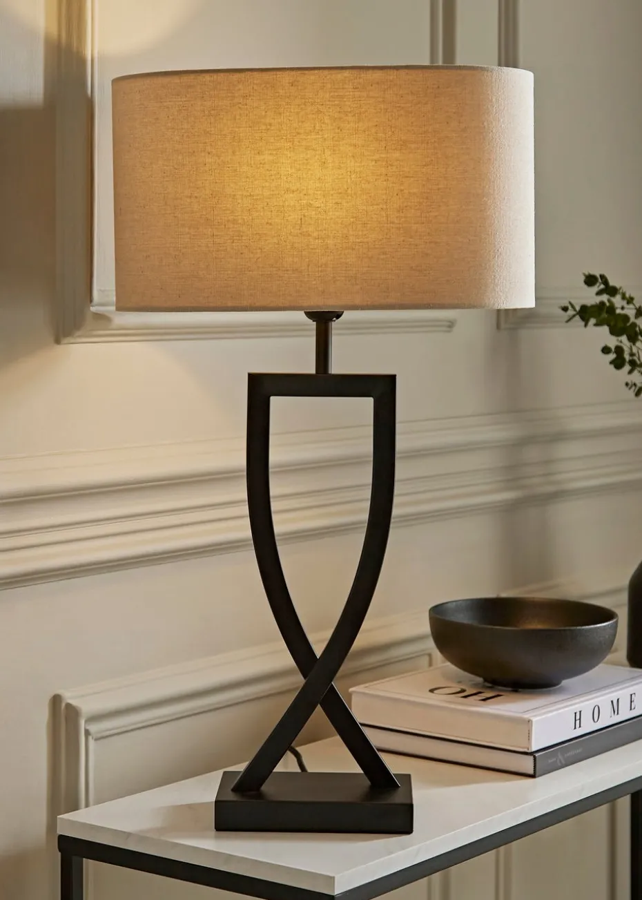 ValueLights Katniss Black Metal Table Lamp (63cm x 21.5cm x 36cm)