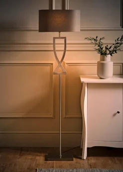 ValueLights Katniss Brushed Chrome Floor Lamp (145.5cm x 40cm x 25cm)