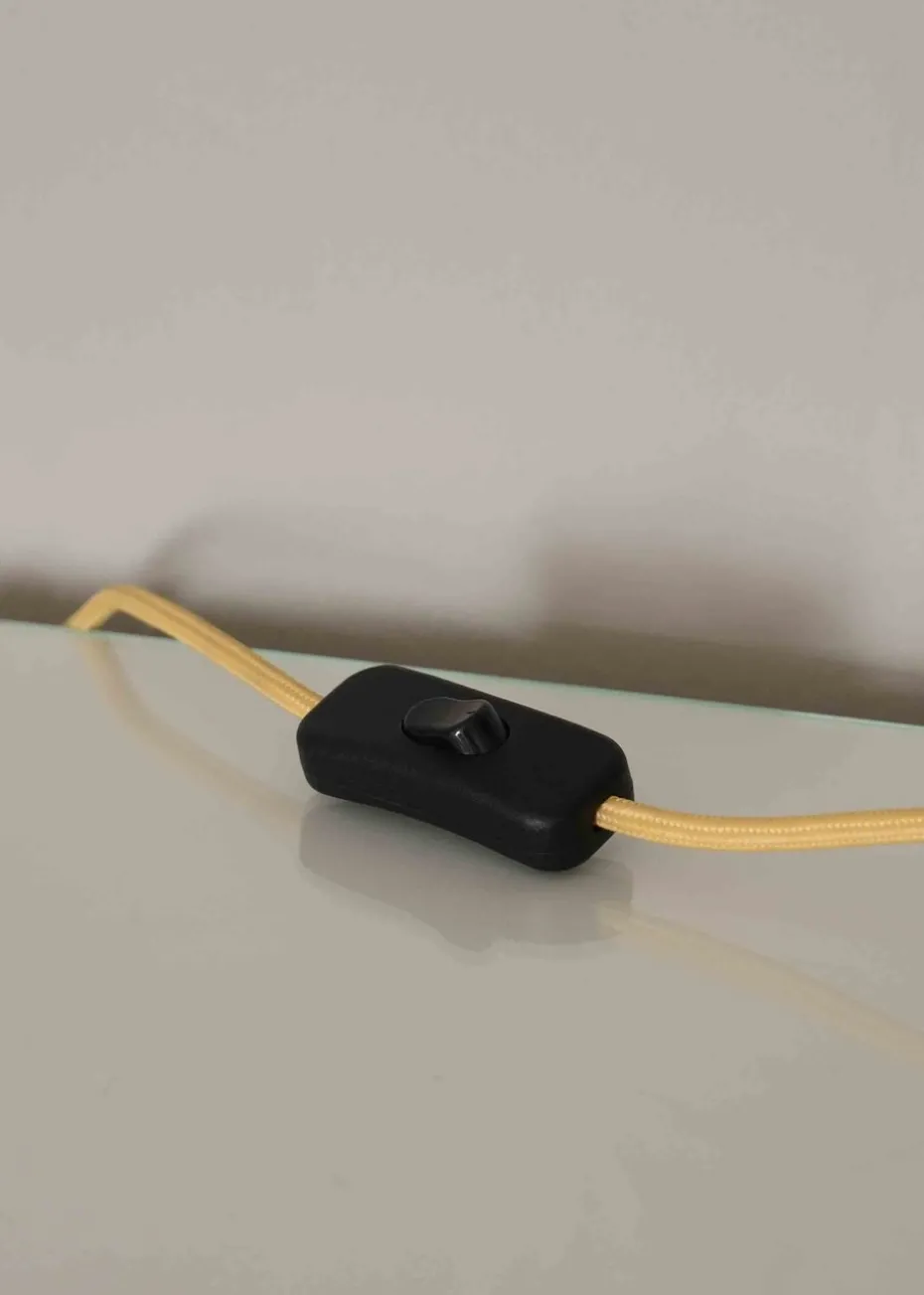 ValueLights Keela Matte Mustard Table Lamp with Oval Shade (35cm x 14cm x 27cm)