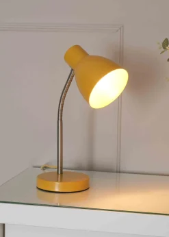 ValueLights Keela Matte Mustard Table Lamp with Oval Shade (35cm x 14cm x 27cm)