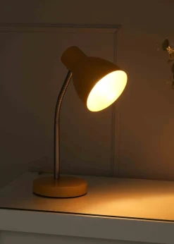 ValueLights Keela Matte Mustard Table Lamp with Oval Shade (35cm x 14cm x 27cm)