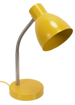 ValueLights Keela Matte Mustard Table Lamp with Oval Shade (35cm x 14cm x 27cm)