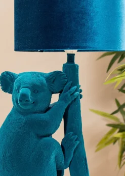 ValueLights Kevin Teal Velvet Koala Table Lamp (57.5cm x 30cm x 30cm)
