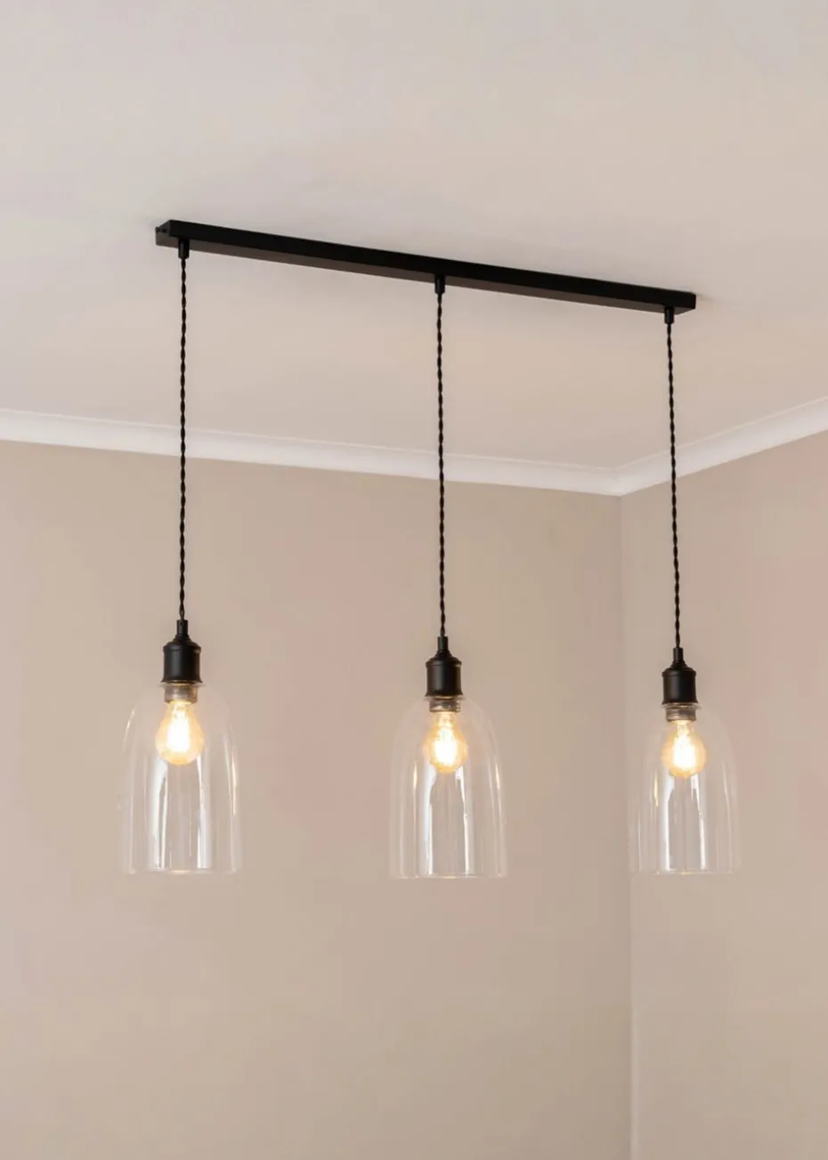 ValueLights Kira Glass Cloche Dome 3 Drop Bar Diner Ceiling Pendant Light