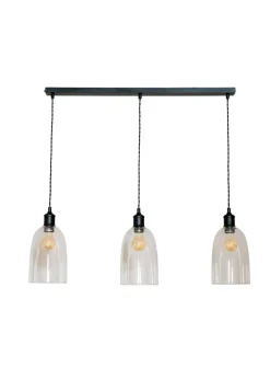 ValueLights Kira Glass Cloche Dome 3 Drop Bar Diner Ceiling Pendant Light