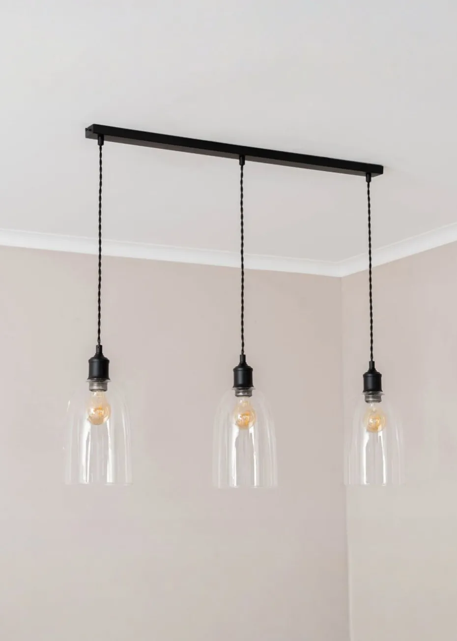 ValueLights Kira Glass Cloche Dome 3 Drop Bar Diner Ceiling Pendant Light