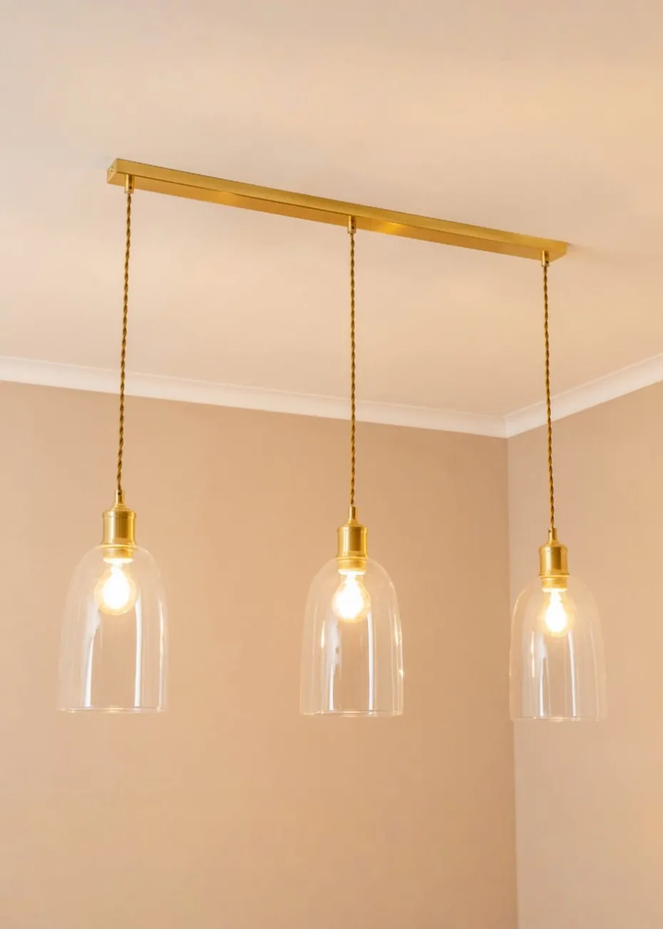 ValueLights Kira Glass Cloche Dome 3 Drop Bar Diner Ceiling Pendant Light