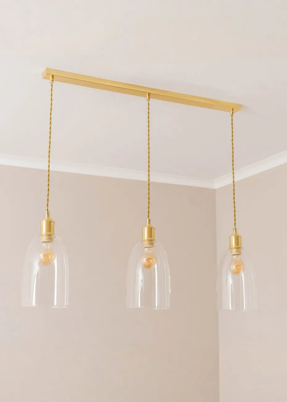 ValueLights Kira Glass Cloche Dome 3 Drop Bar Diner Ceiling Pendant Light