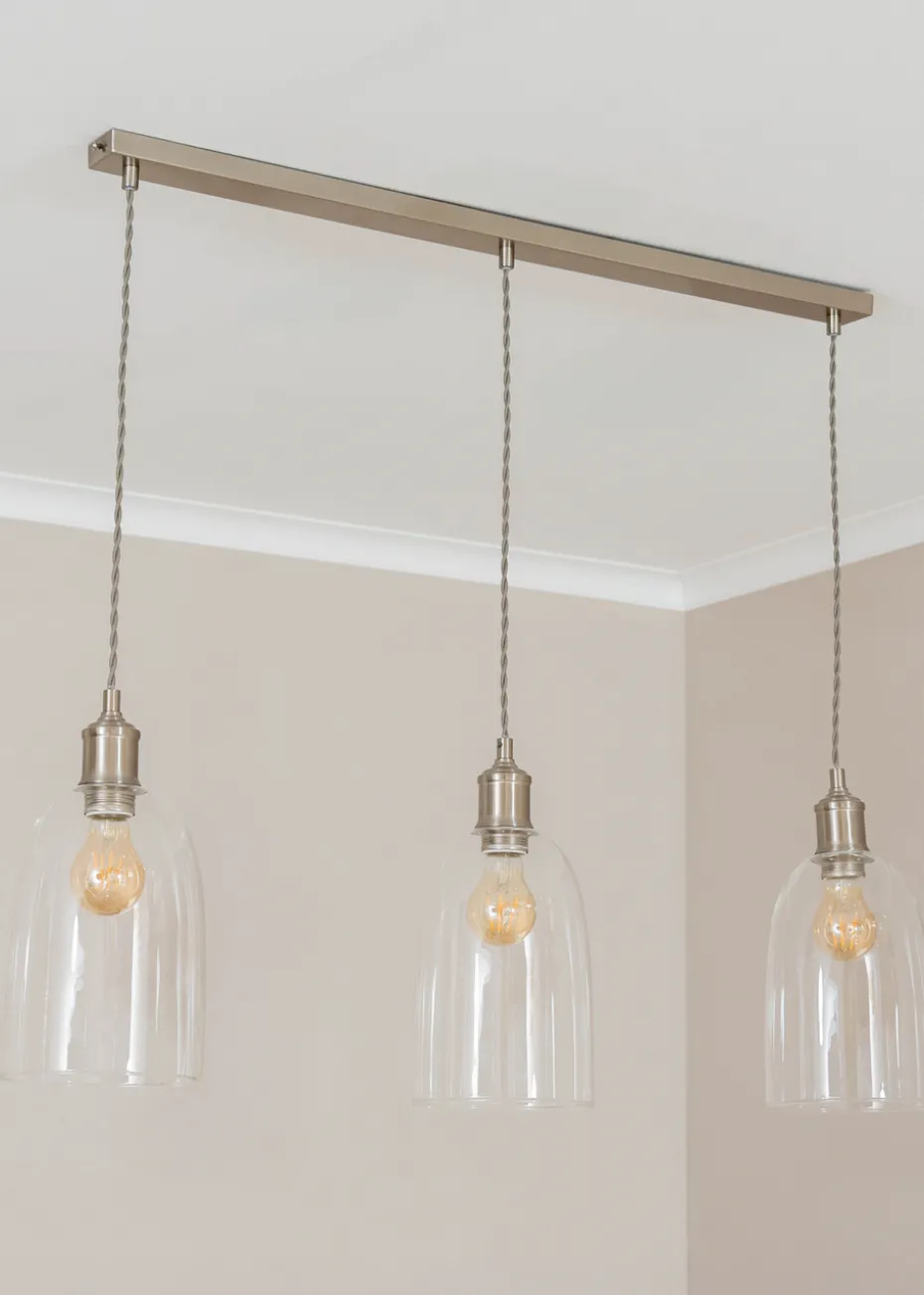 ValueLights Kira Glass Cloche Dome 3 Drop Bar Diner Ceiling Pendant Light